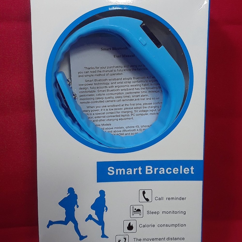 FITNESS TRACKER Smart Bracelet: Monitors Steps, Calories & More! - Bright Blue